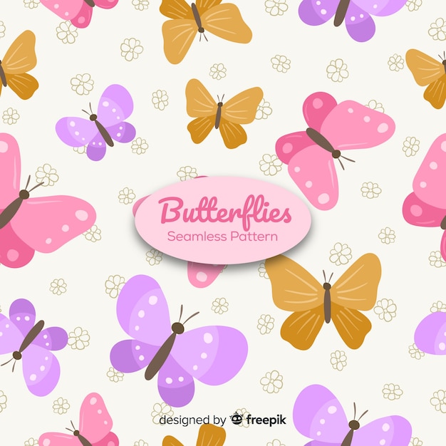 Flat butterflies pattern collection