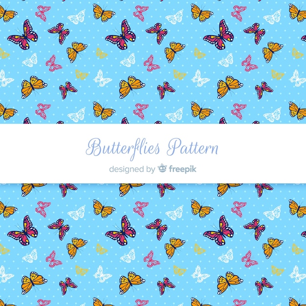 Free vector flat butterflies pattern