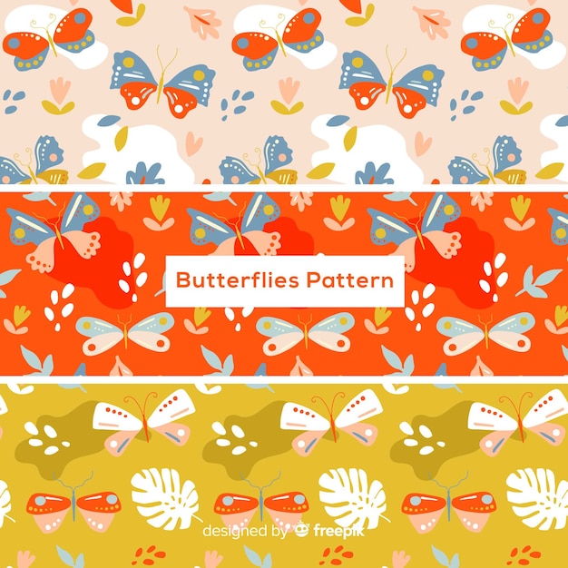 Free vector flat butterflies pattern