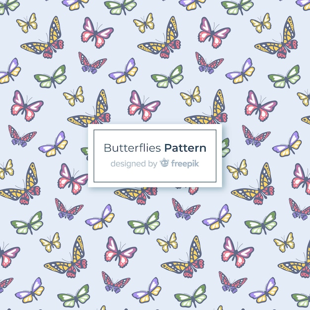 Free vector flat butterflies pattern