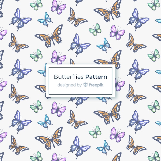 Free vector flat butterflies pattern