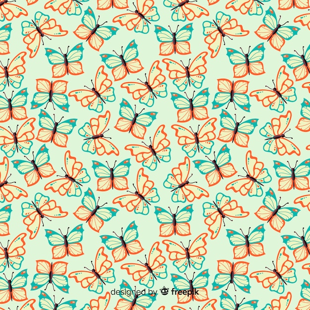 Free Vector flat butterflies pattern