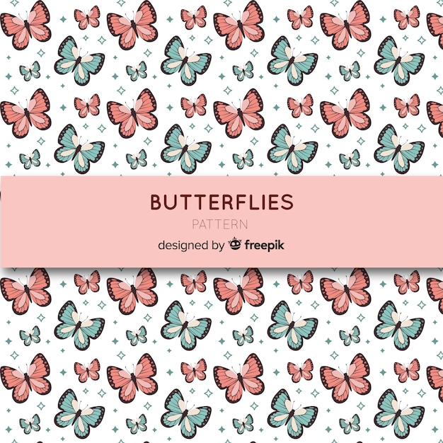 Free vector flat butterflies pattern