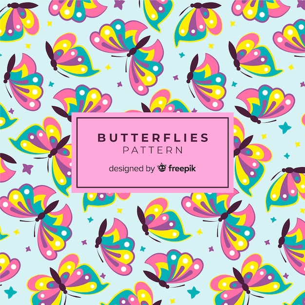 Free vector flat butterflies pattern