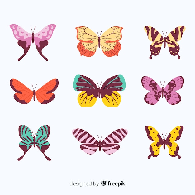 Free Vector flat butterfly collection