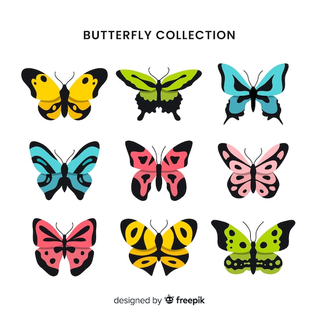 Free Vector flat butterfly collection