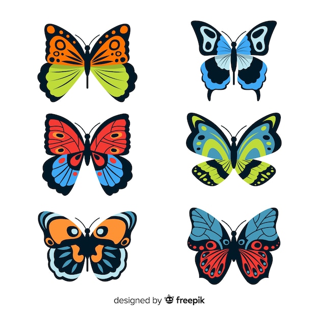 Free Vector flat butterfly collection