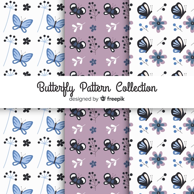 Free vector flat butterfly pattern collection