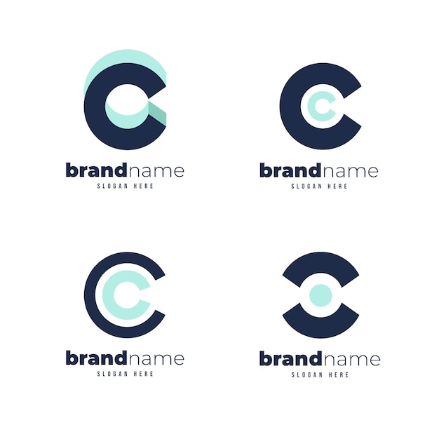 Free vector flat c logo template pack