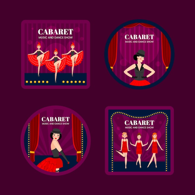 Flat cabaret labels collection