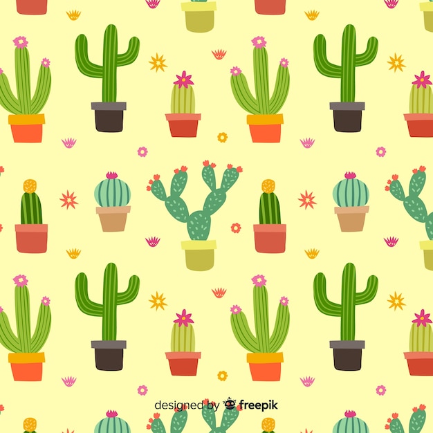 Free Vector flat cactus pattern