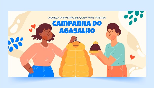 Flat campanha do agasalho horizontal banner template