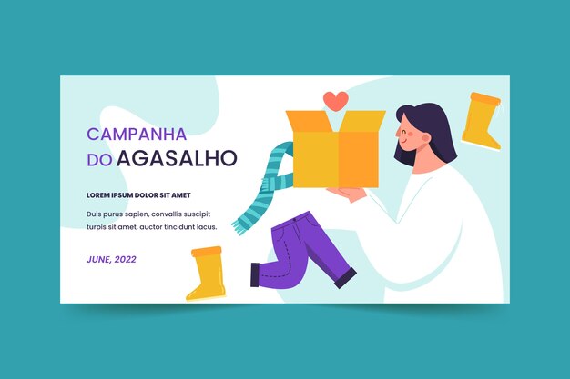 Flat campanha do agasalho horizontal banner template