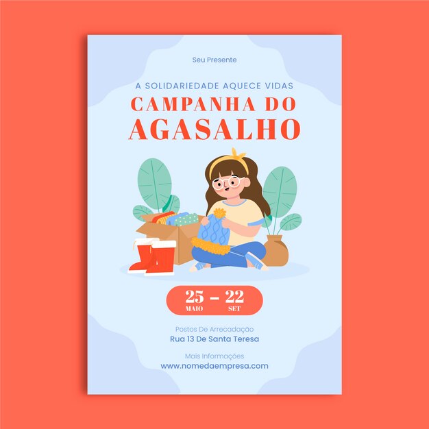 Flat campanha do agasalho vertical poster template