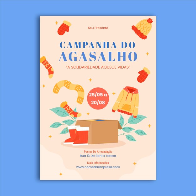 Flat campanha do agasalho vertical poster template