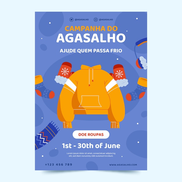 Flat campanha do agasalho vertical poster template