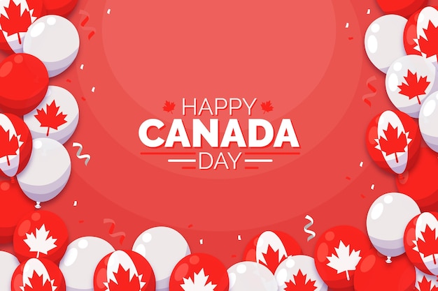 Flat canada day balloons background