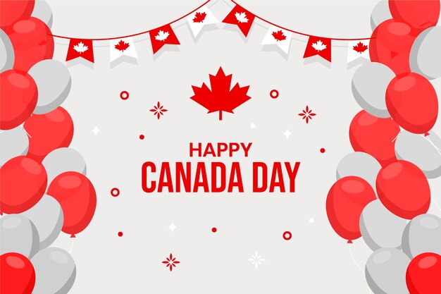 Flat canada day balloons background