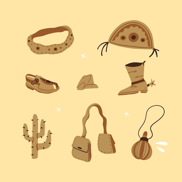 Free vector flat cangaceiro elements collection