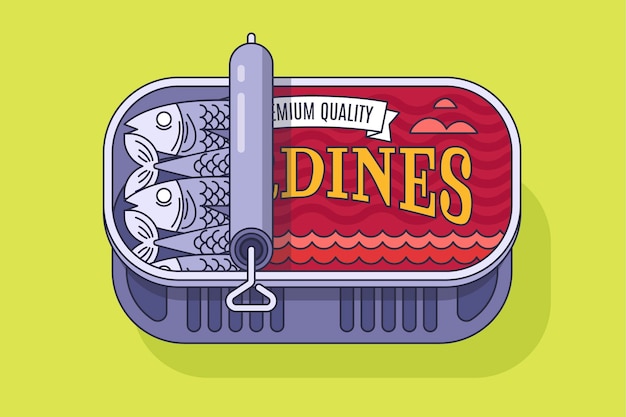 Free Vector flat canned sardine illustration