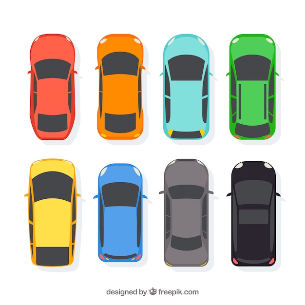 Free vector flat car collection in top view