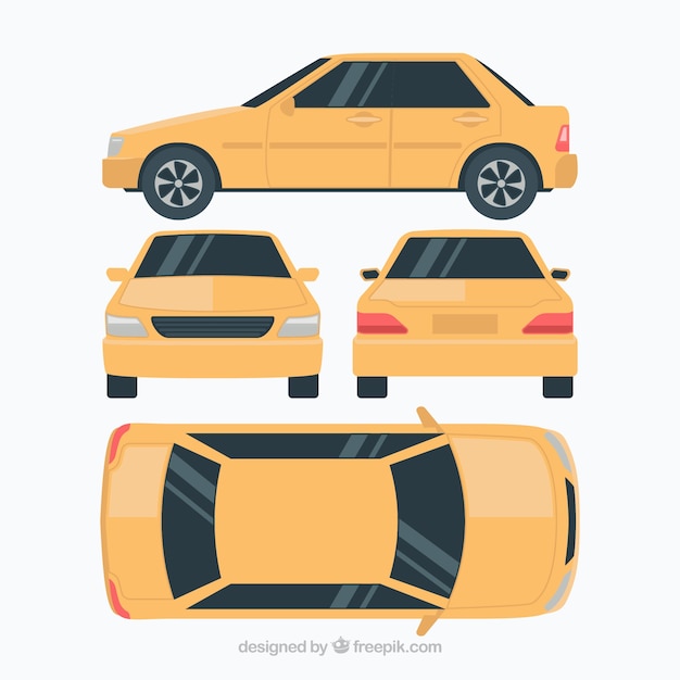 Free vector flat car in different views