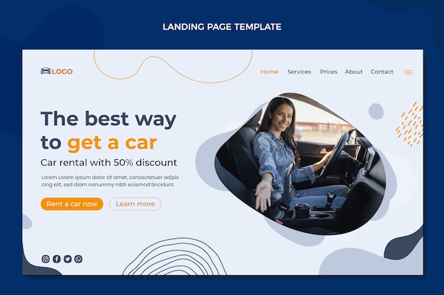 Flat car rental company landing page template