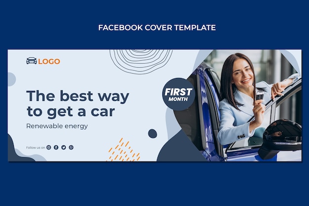 Flat car rental company social media cover template