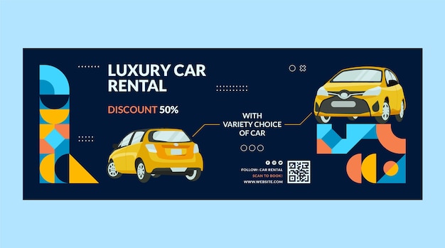 Flat car rental social media cover template