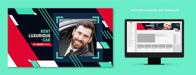 Free vector flat car rental youtube channel art