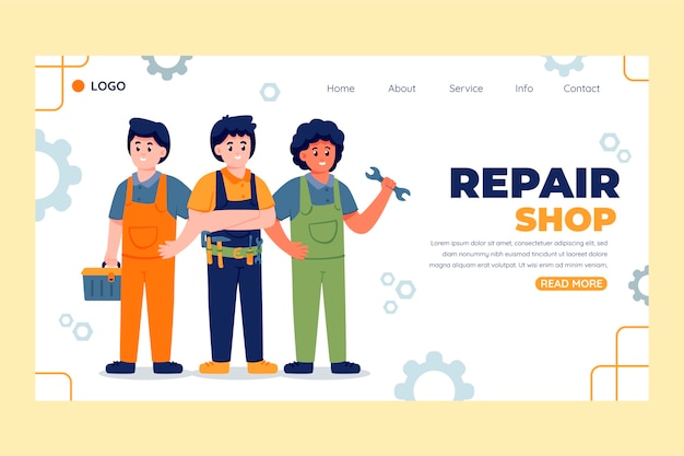 Free Vector flat car repair shop services landing page template