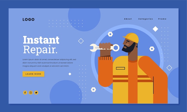 Free Vector flat car repair shop services landing page template