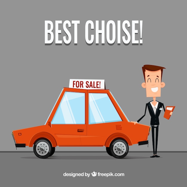 Free Vector flat car salesman concept