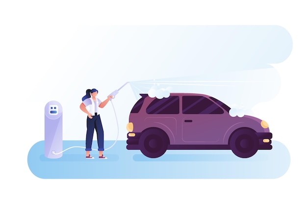 Flat car wash service concept illustration