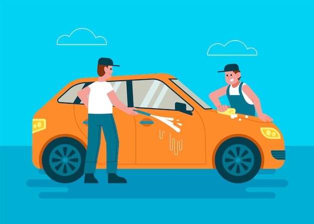 Flat car wash service concept illustration