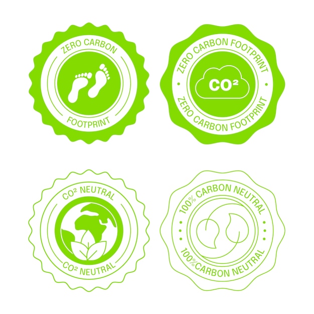 Free Vector flat carbon neutral labels and stamps