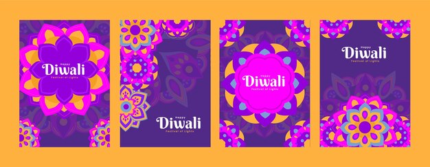 Flat cards collection for diwali celebration