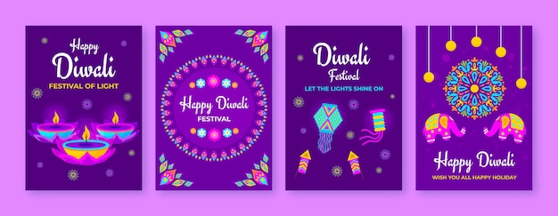 Flat cards collection for diwali celebration