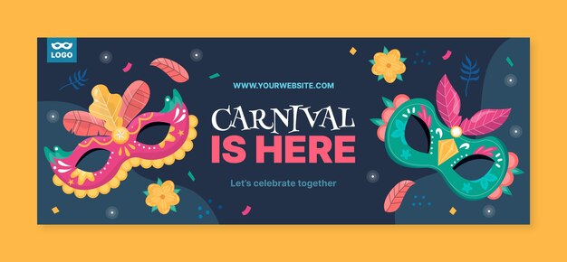 Flat carnival celebration social media cover template