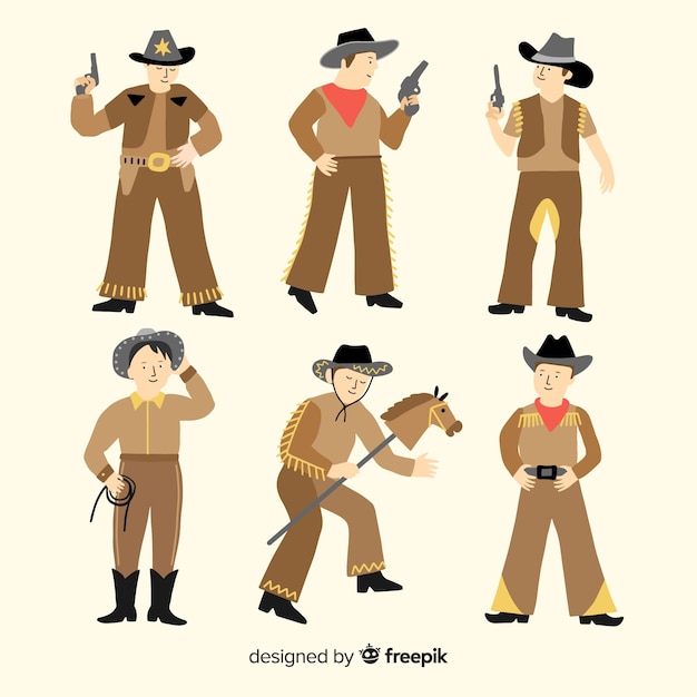 Free Vector flat carnival cowboy costume collection