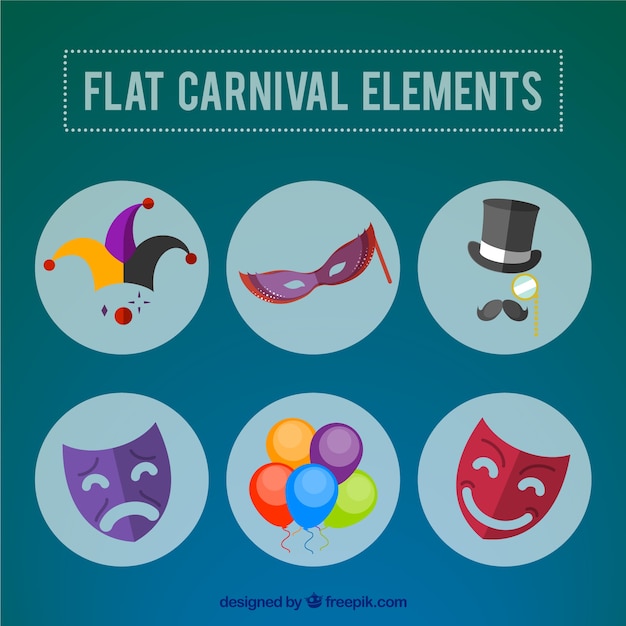 Flat carnival elements in colored style