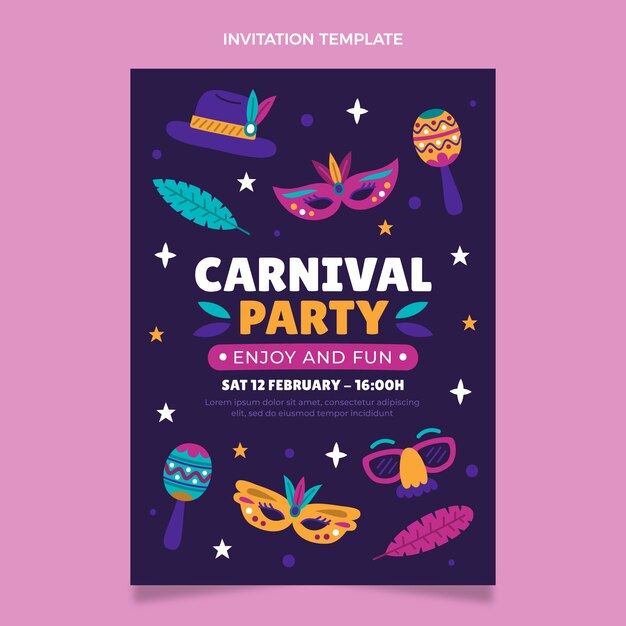 Flat carnival invitation template