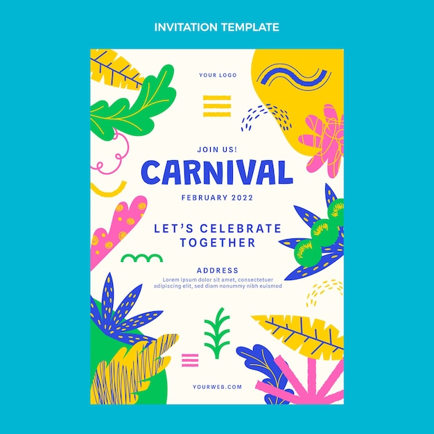 Flat carnival invitation template