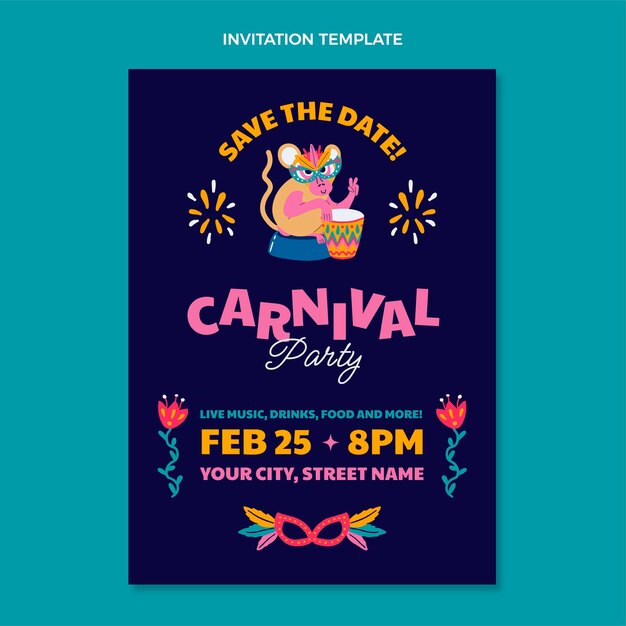 Flat carnival invitation template