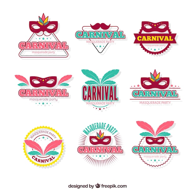 Free vector flat carnival label/badge collection