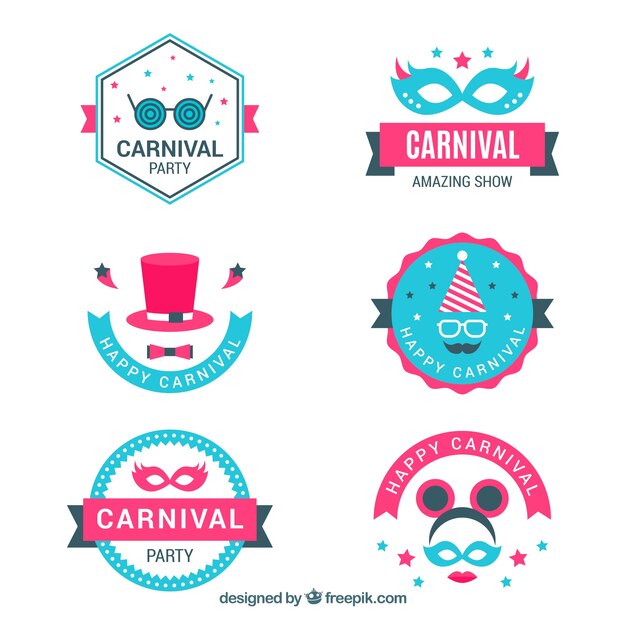 Flat carnival label/badge collection