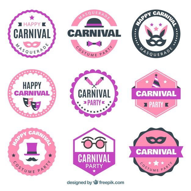 Flat carnival label/badge collection