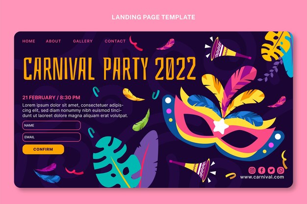 Flat carnival landing page template