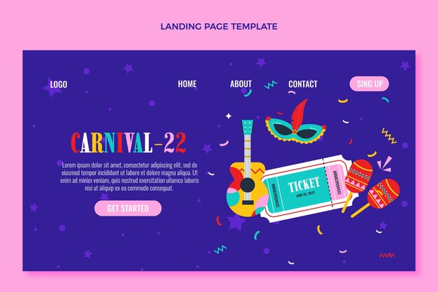 Flat carnival landing page template