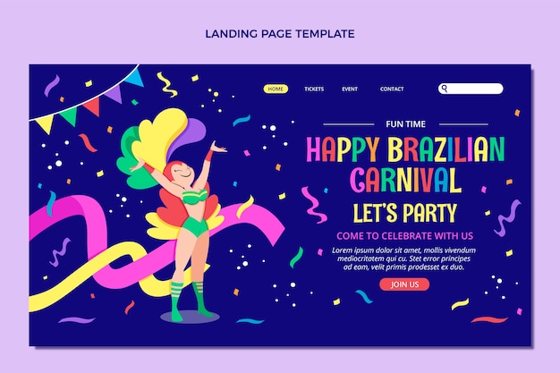 Flat carnival landing page template